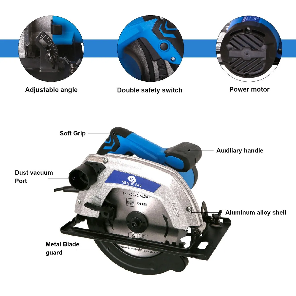 1400W ELECTRIC CIRCULAR SAW WOOD CUTTING BLADE POWER CHOP MITRE CUT 185mm DISC