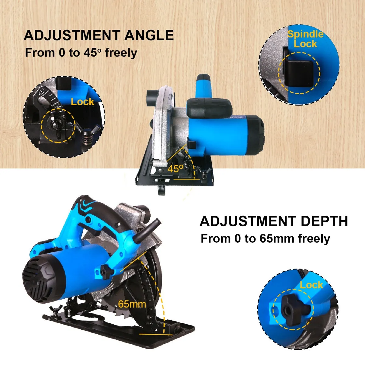 1400W ELECTRIC CIRCULAR SAW WOOD CUTTING BLADE POWER CHOP MITRE CUT 185mm DISC