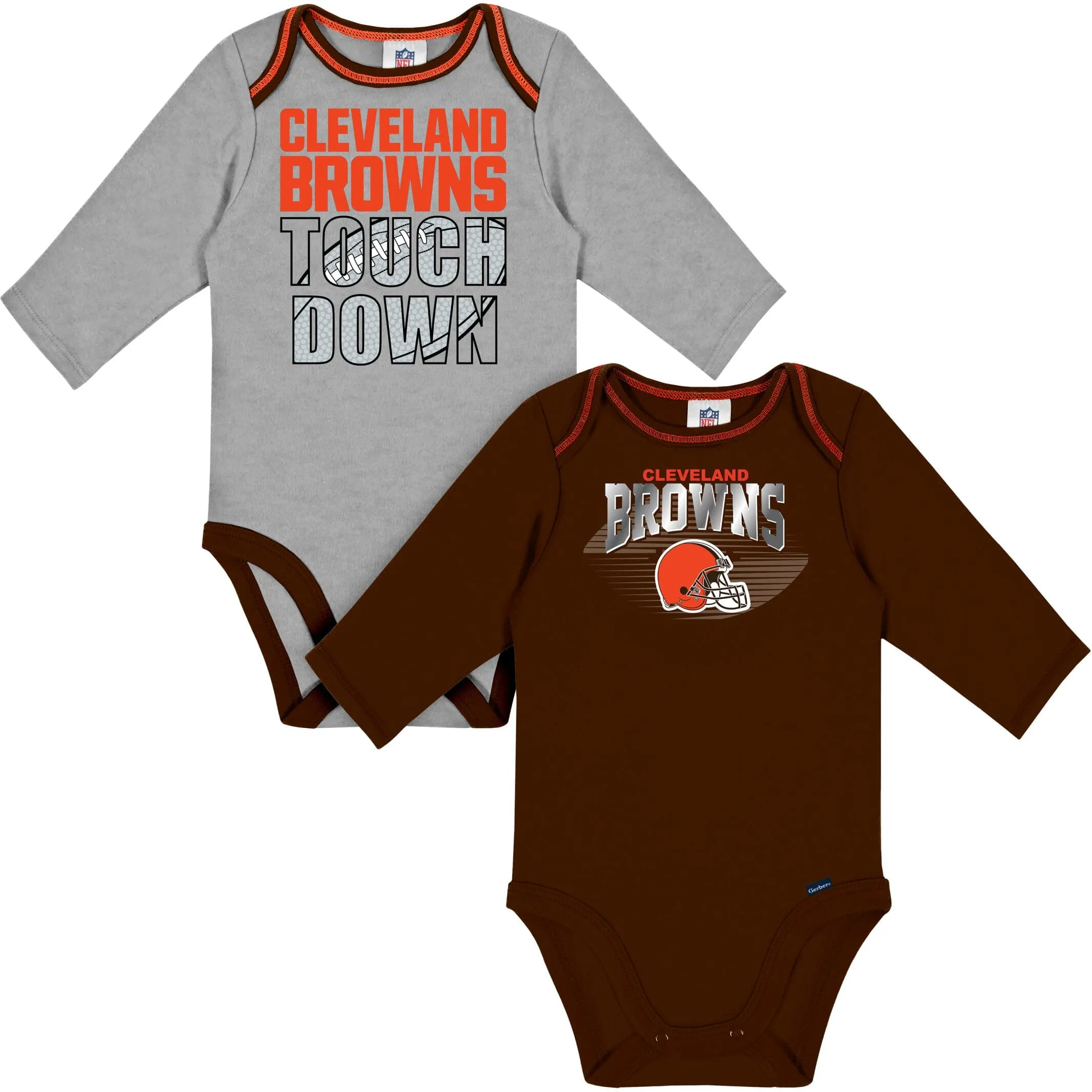 2-Pack Baby Boys Browns Long Sleeve Bodysuits