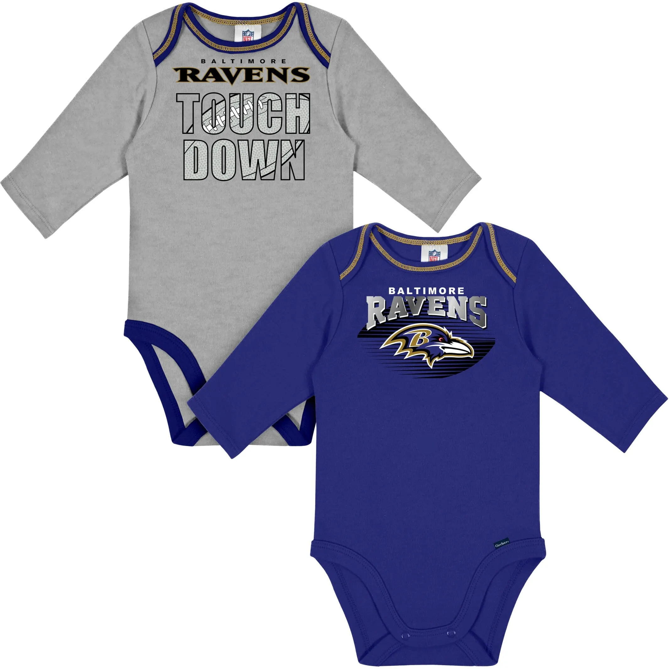 2-Pack Baby Boys Ravens Long Sleeve Bodysuits