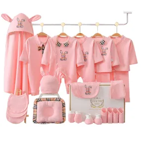 25 pcs Pink Checkered Bunny , New born Baby Girl/Boy Gift Hamper All Season wear Gift Hamper Box, (0-6months)