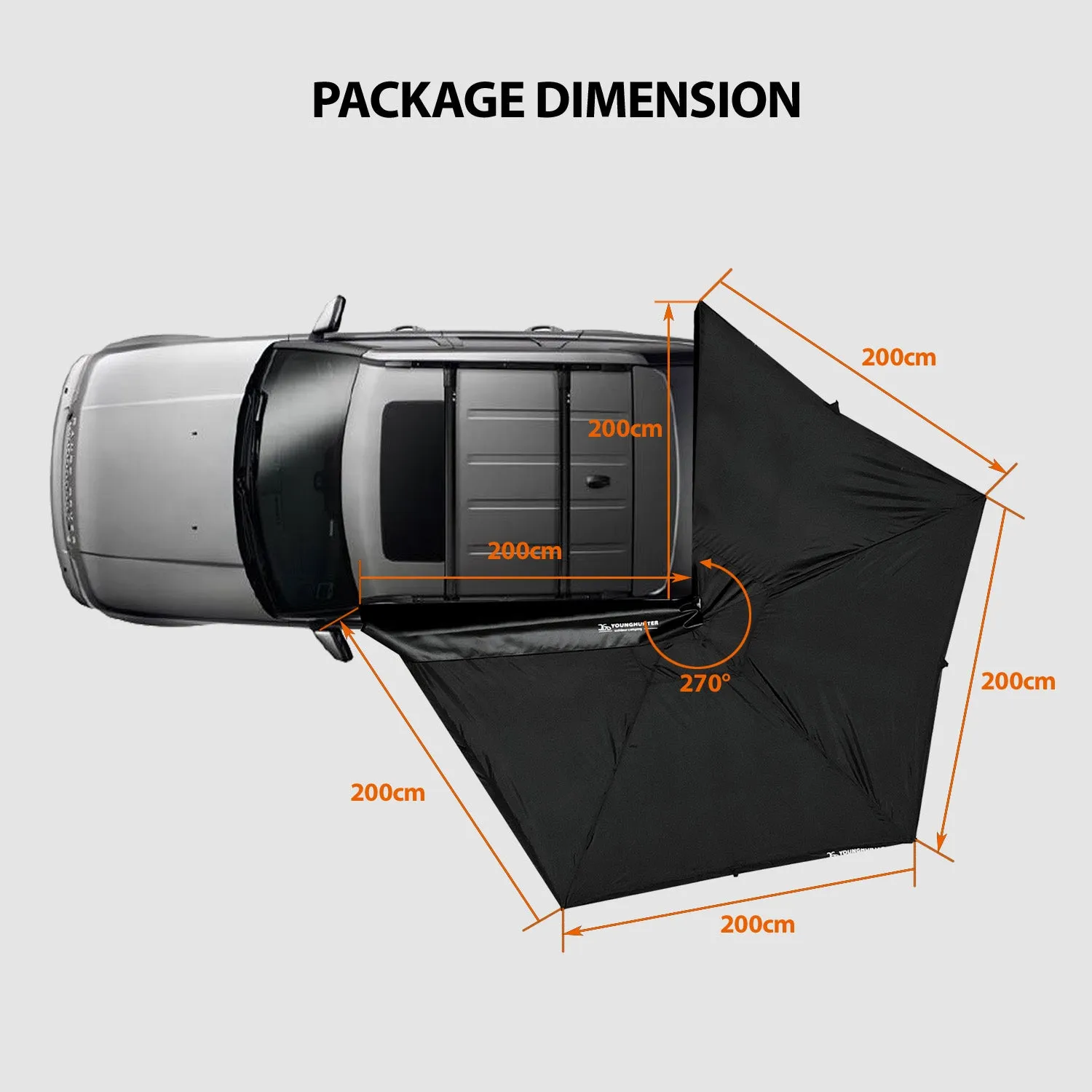 270 Degree Free Standing Fox Wing Fan Awning Tent With Led light