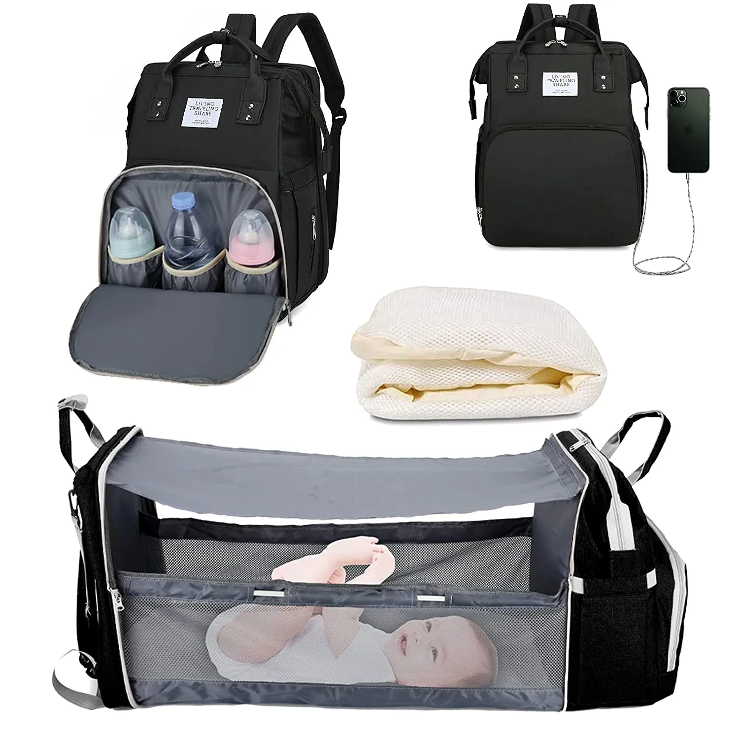 3-in-1 Luxury Mom Travel Baby Diaper Bag