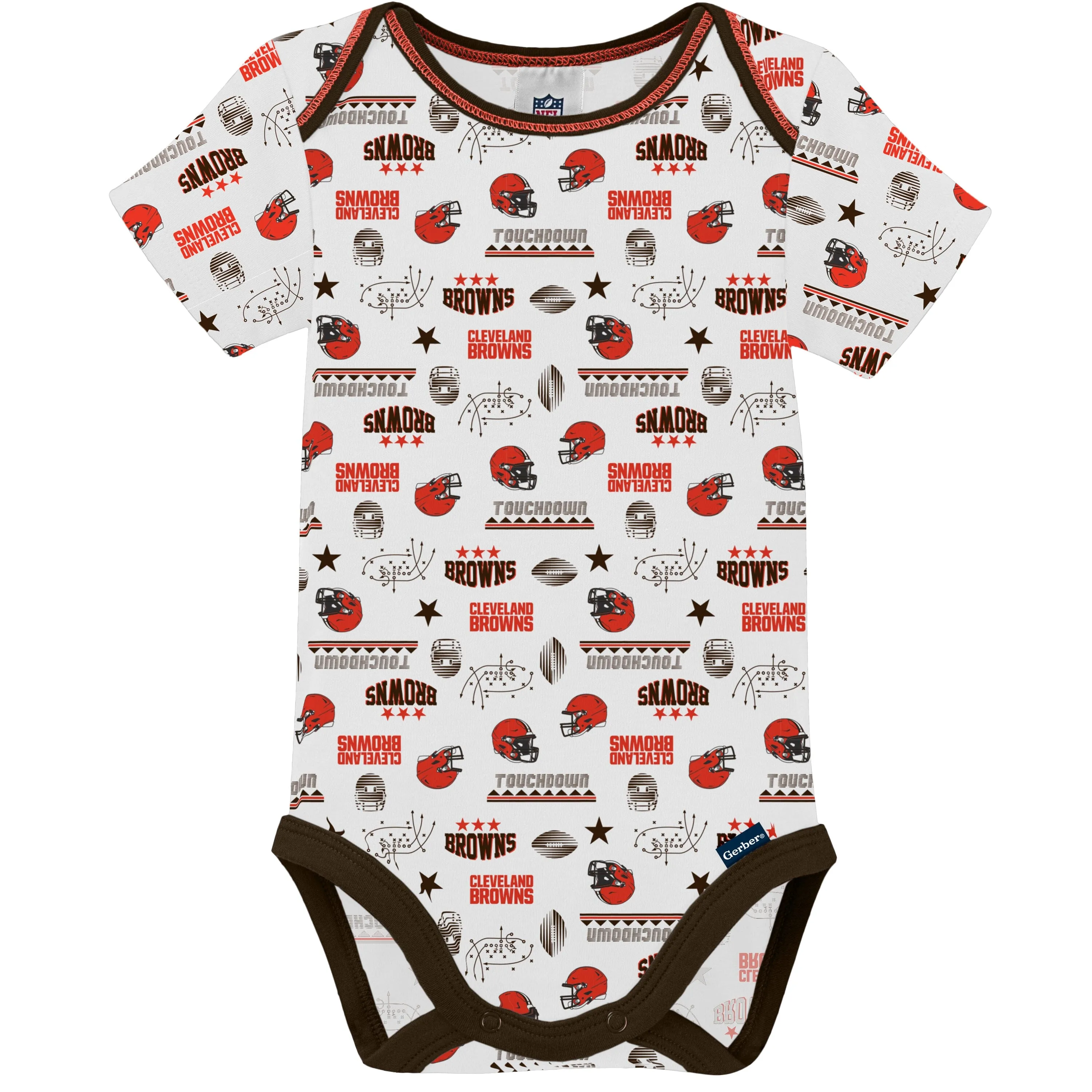 3-Pack Baby Boys Browns Short Sleeve Bodysuits