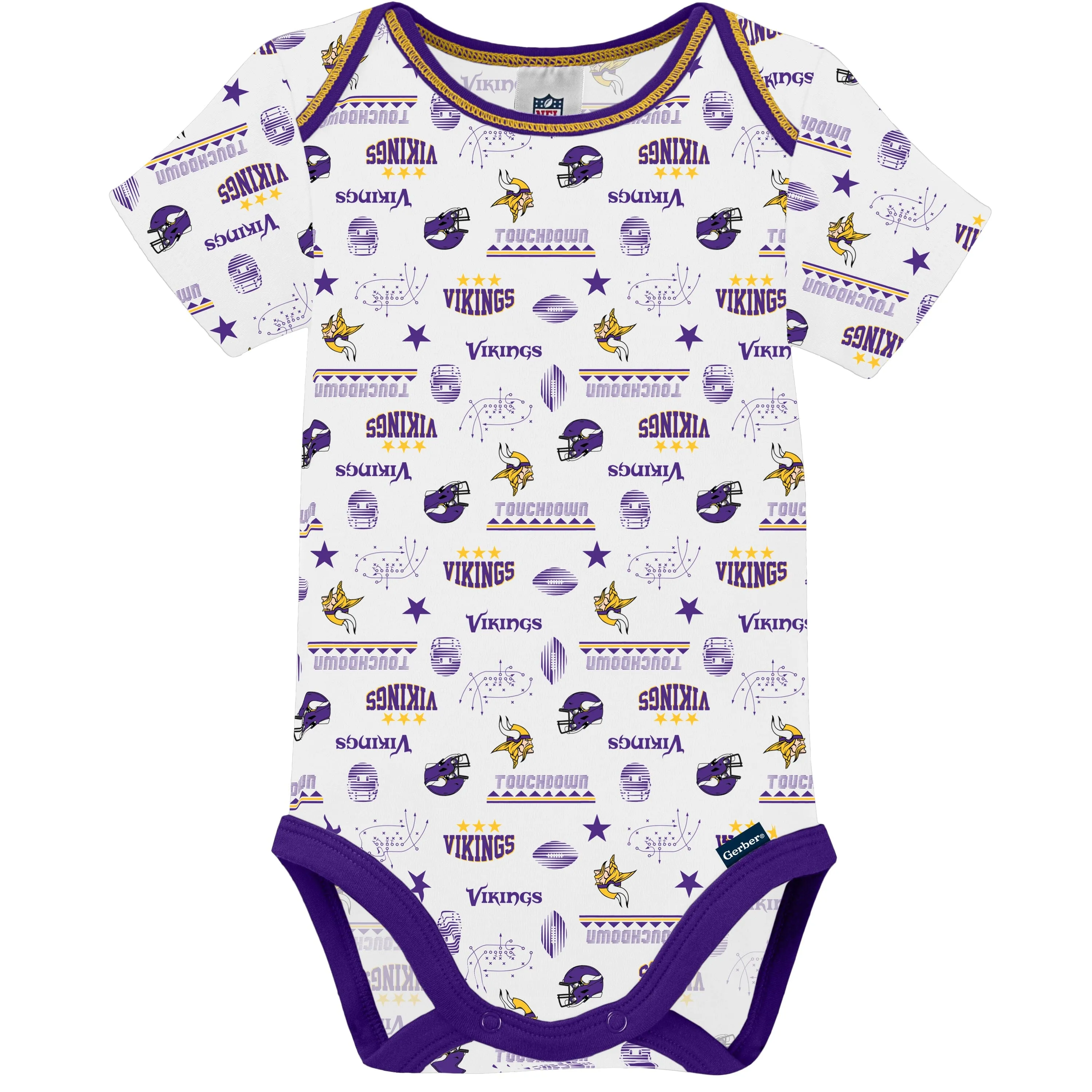 3-Pack Baby Boys Vikings Short Sleeve Bodysuits