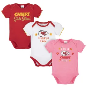 3-Pack Baby Girls Kansas City Chiefs Short Sleeve Bodysuits