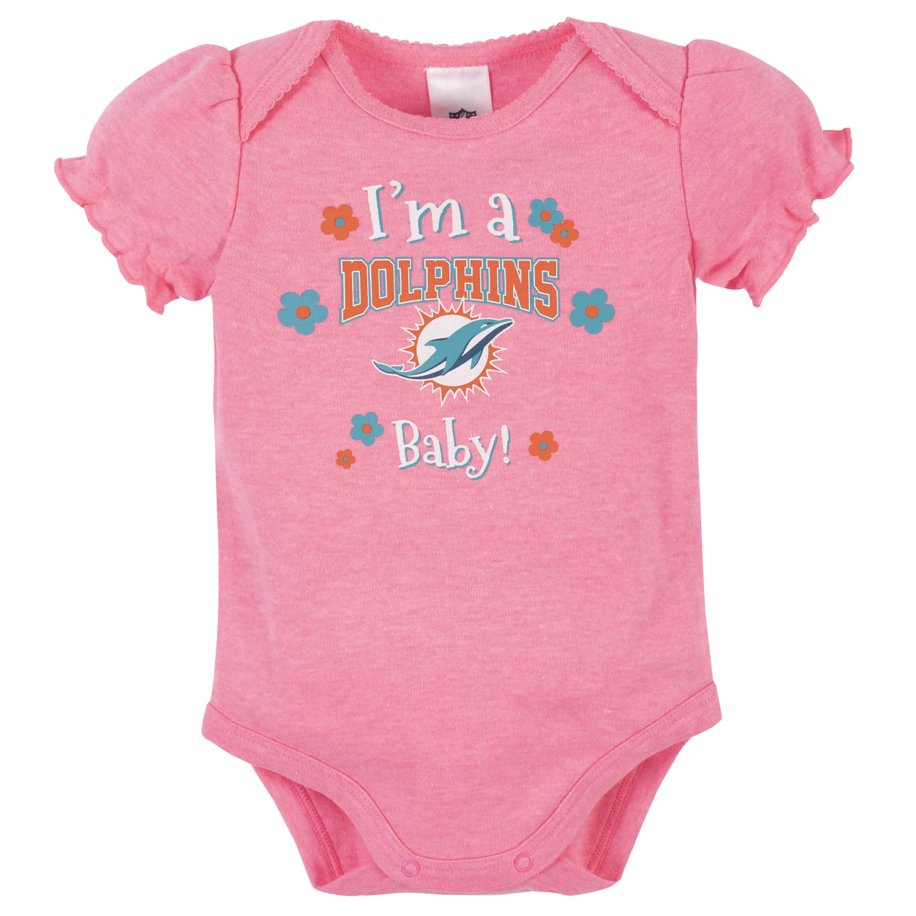 3-Pack Baby Girls Miami Dolphins Short Sleeve Bodysuits