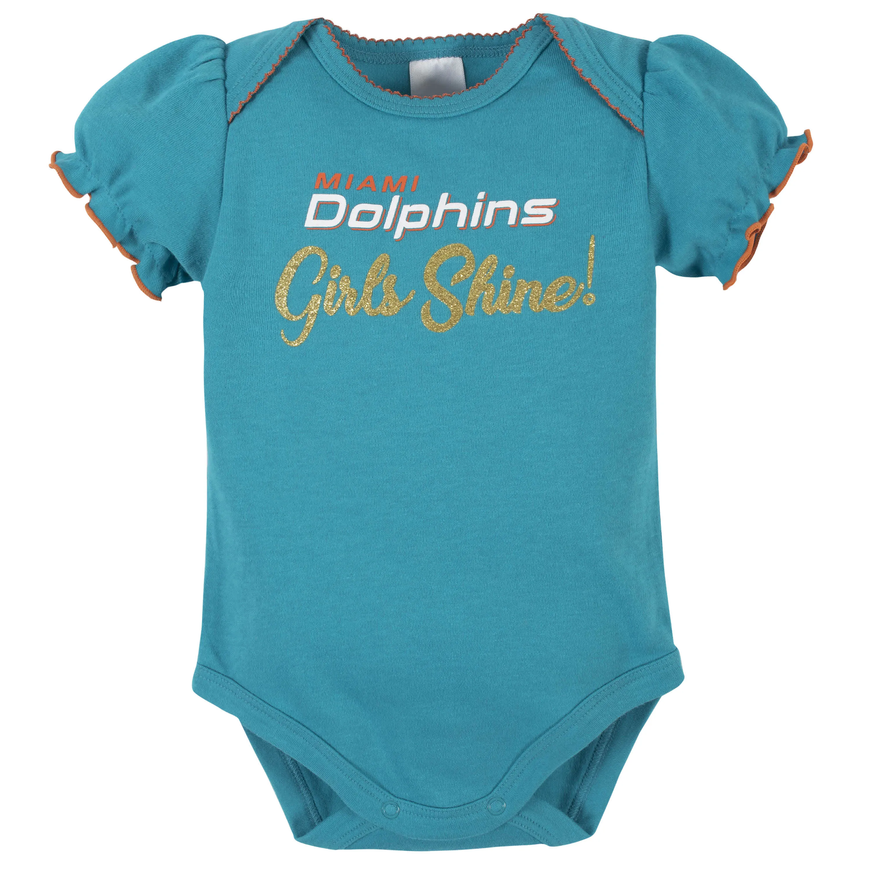 3-Pack Baby Girls Miami Dolphins Short Sleeve Bodysuits