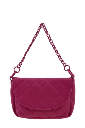 3 Way Diamond Quilted Chain Belt Crossbody Bag-Fuchsia