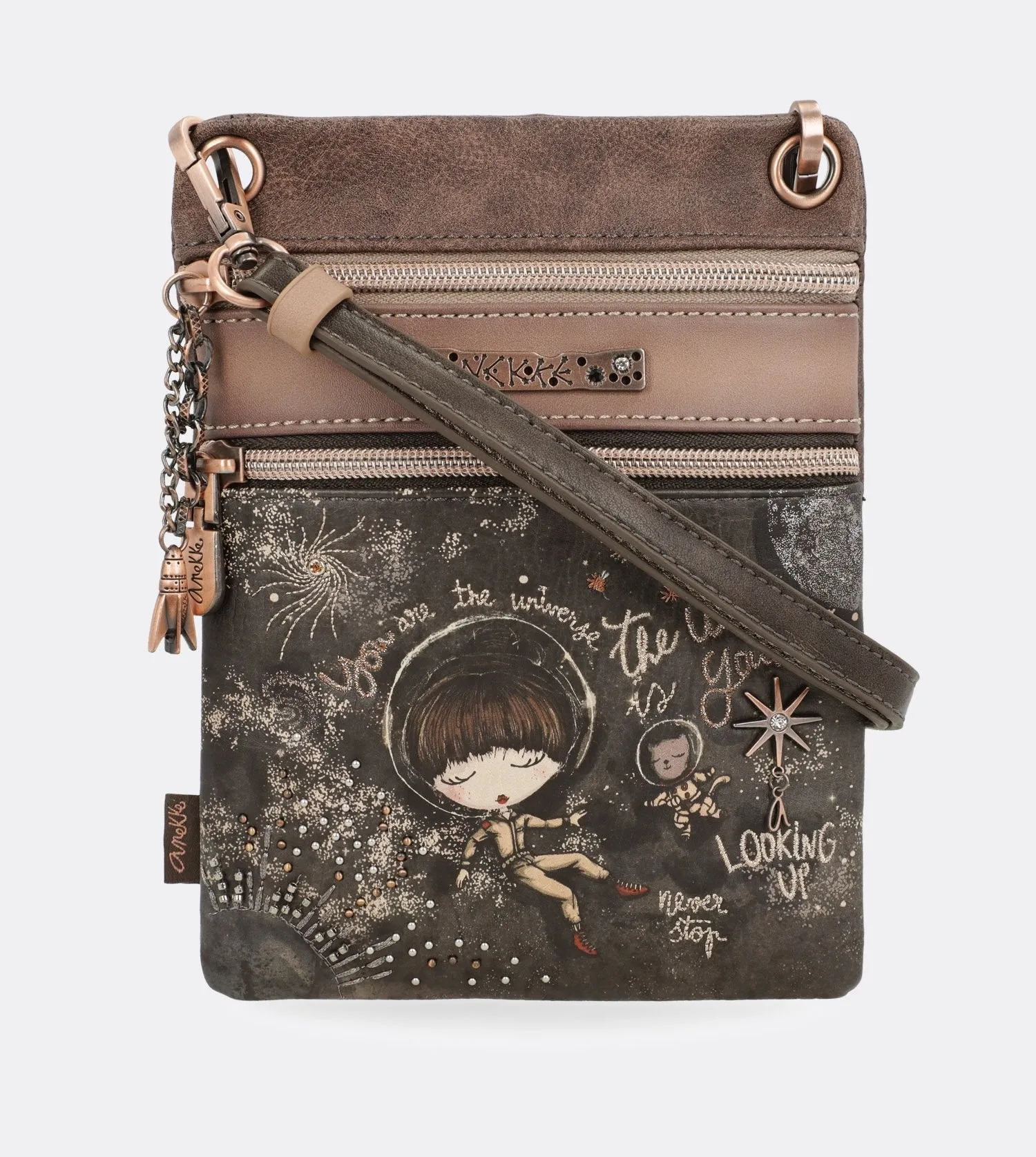 Adorable mini universe crossbody bag with a printed design