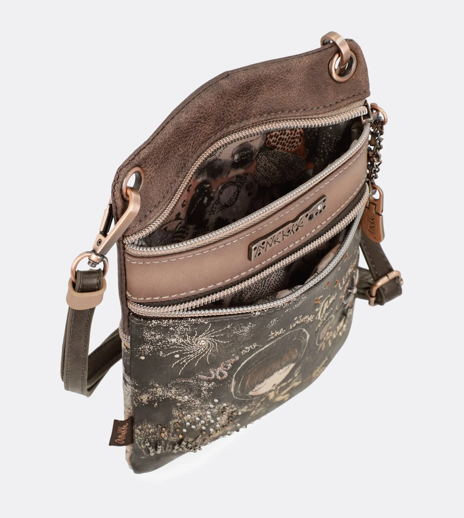 Adorable mini universe crossbody bag with a printed design