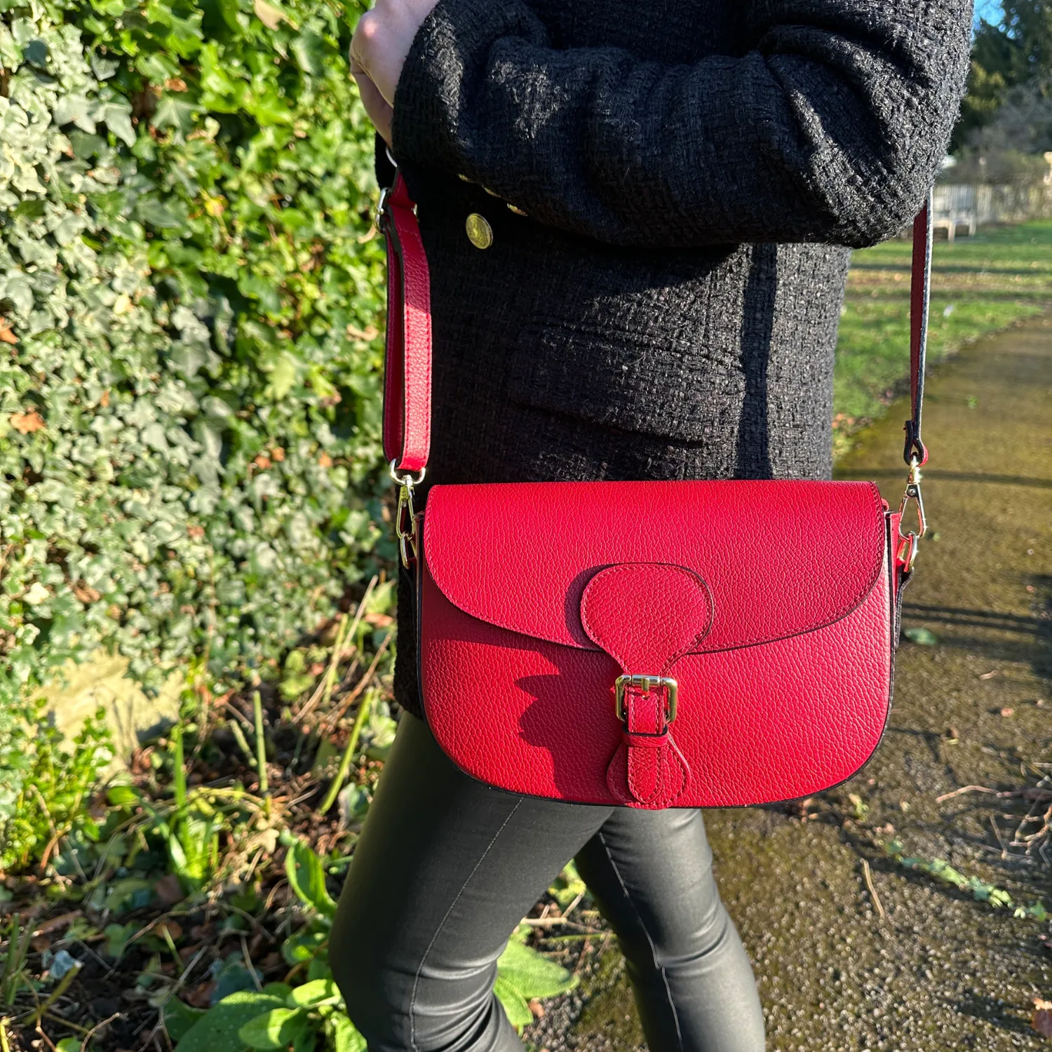 Alice Leather Crossbody Bag - Red