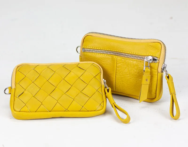 Antheia mini wallet - Yellow leather