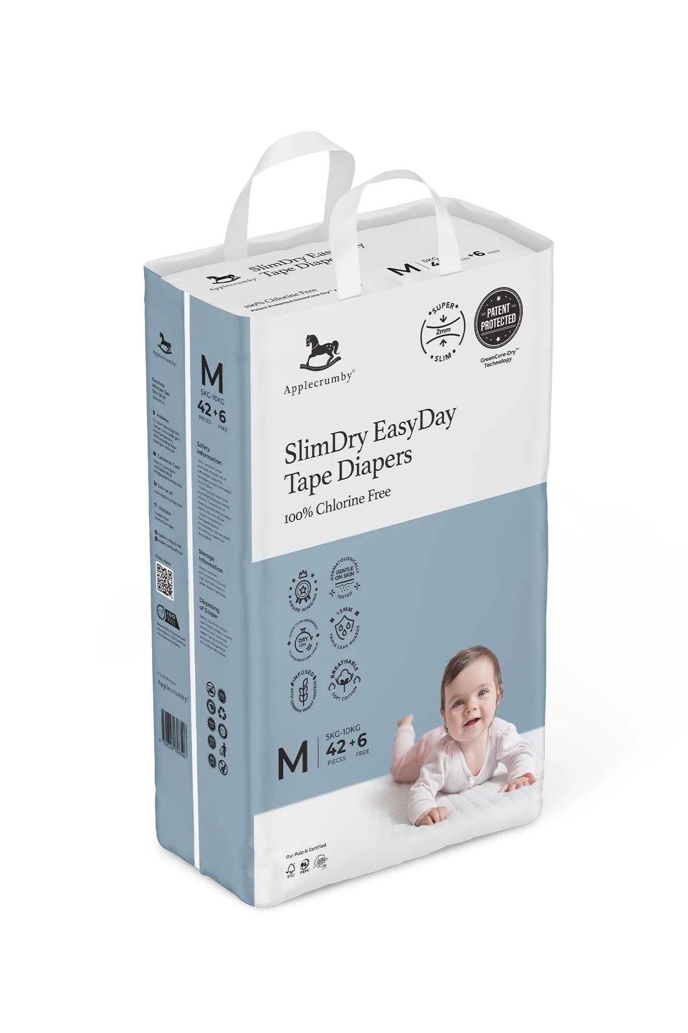 Applecrumby® Slimdry Easyday Tape Diapers