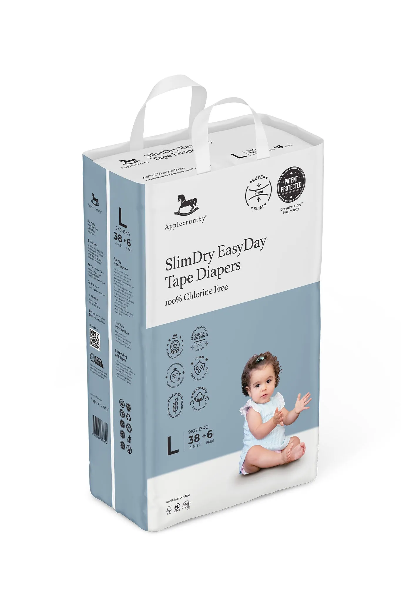 Applecrumby® Slimdry Easyday Tape Diapers