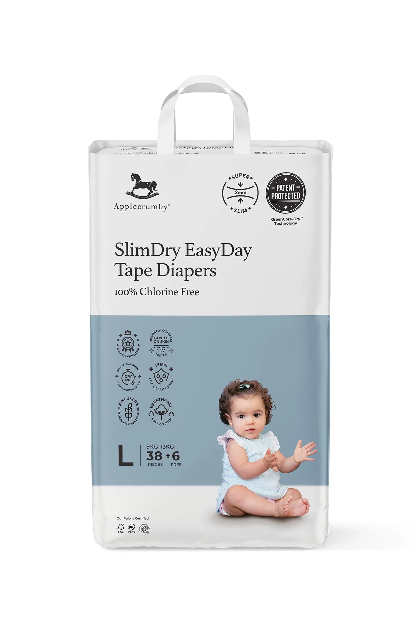 Applecrumby® Slimdry Easyday Tape Diapers