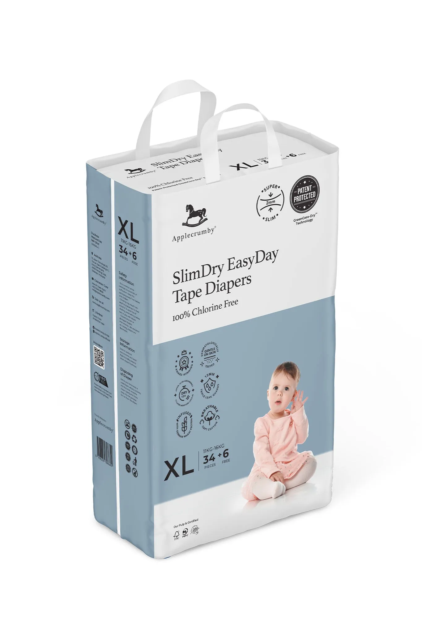 Applecrumby® Slimdry Easyday Tape Diapers