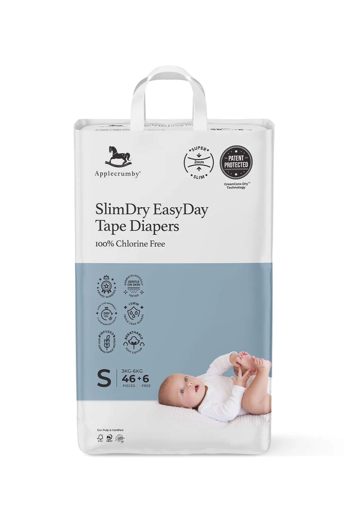 Applecrumby® Slimdry Easyday Tape Diapers