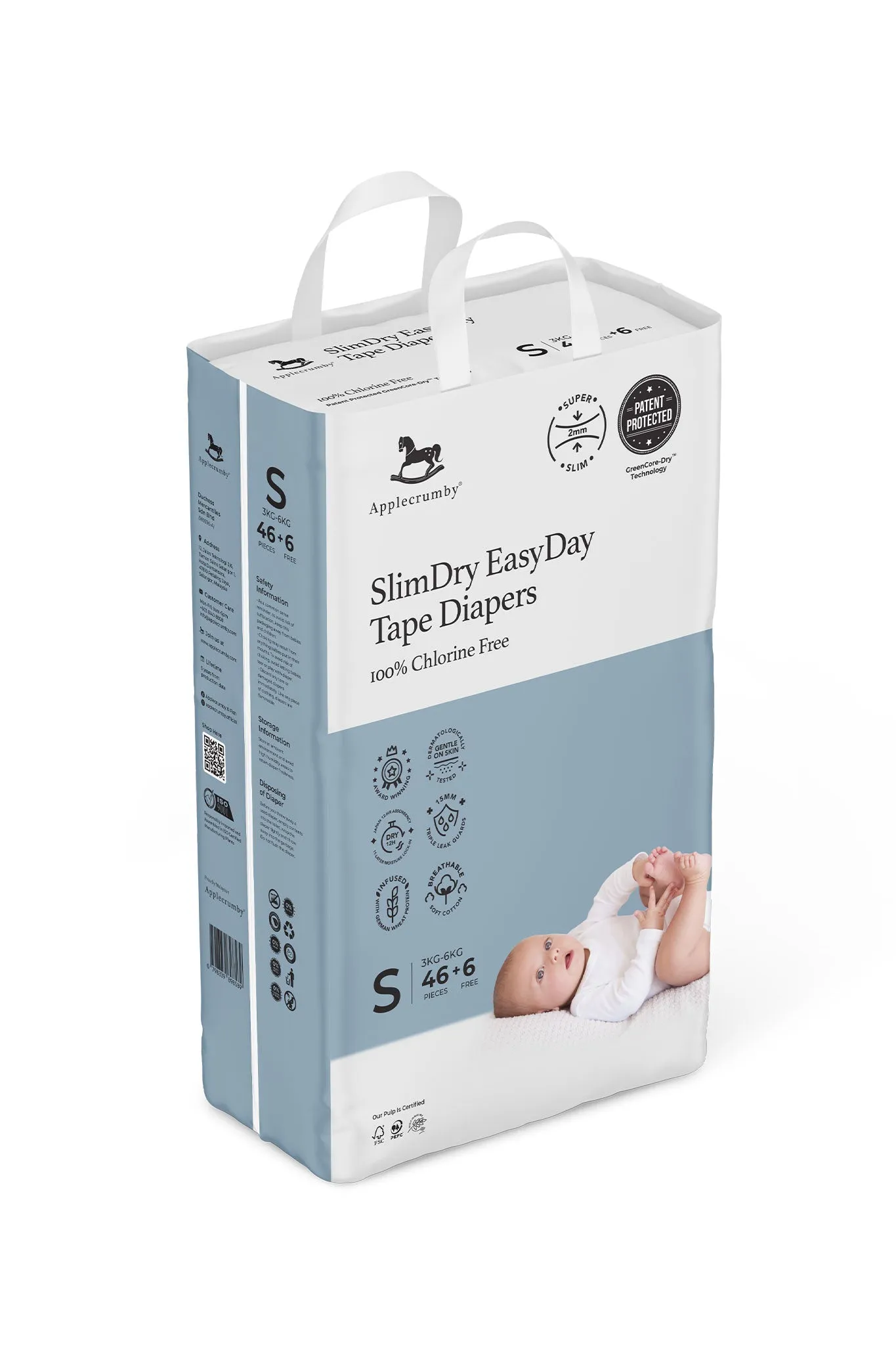 Applecrumby® Slimdry Easyday Tape Diapers