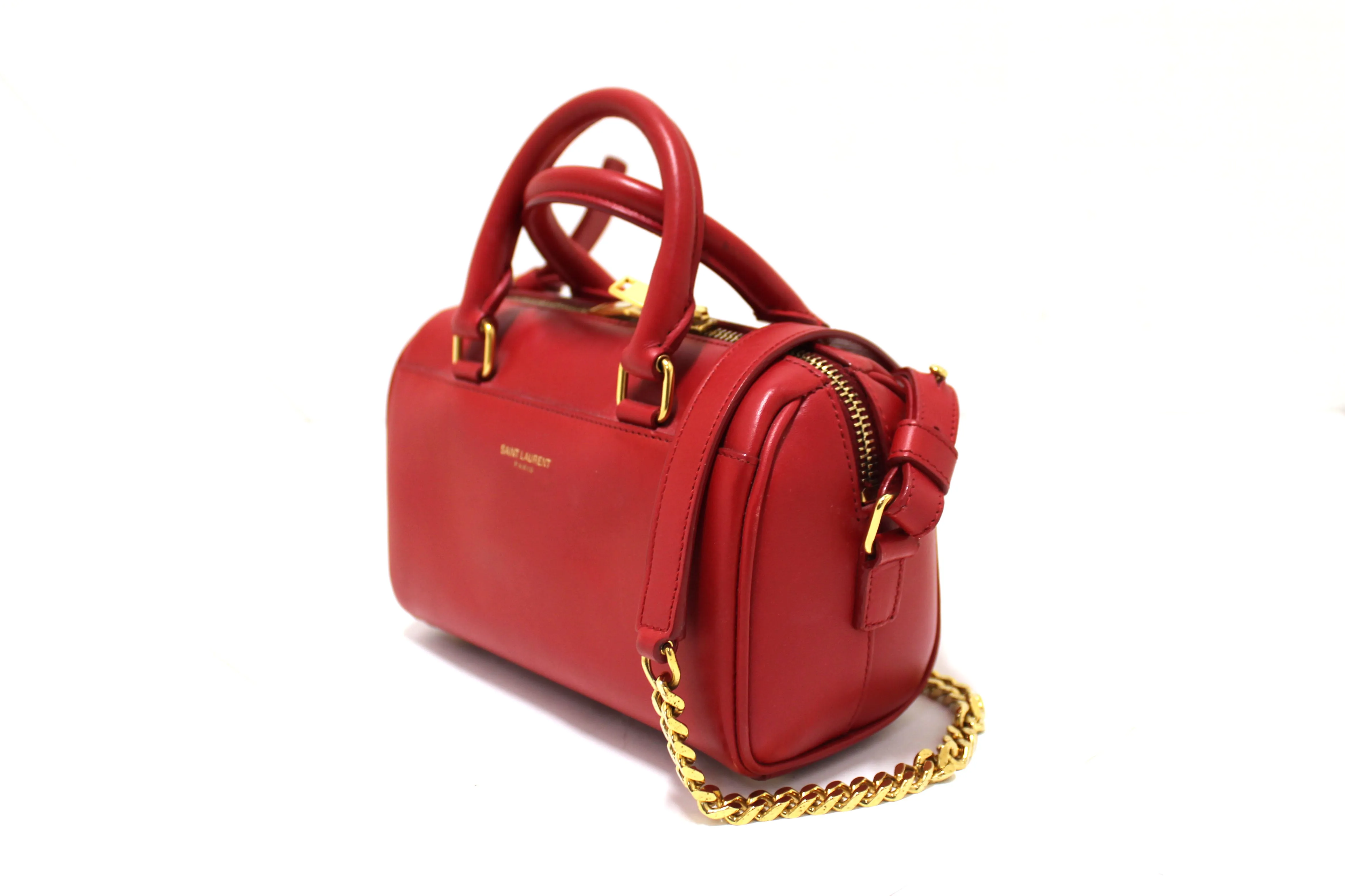 Authentic Yves Saint Laurent YSL Red Duffel Toy Hand/Crossbody Bag