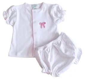 Baby Girl's Pink Bows Diaper Set