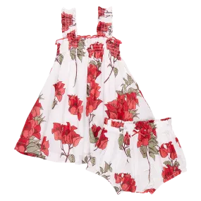 Baby Girls Sofia Dress Set - Red Bougainvillea