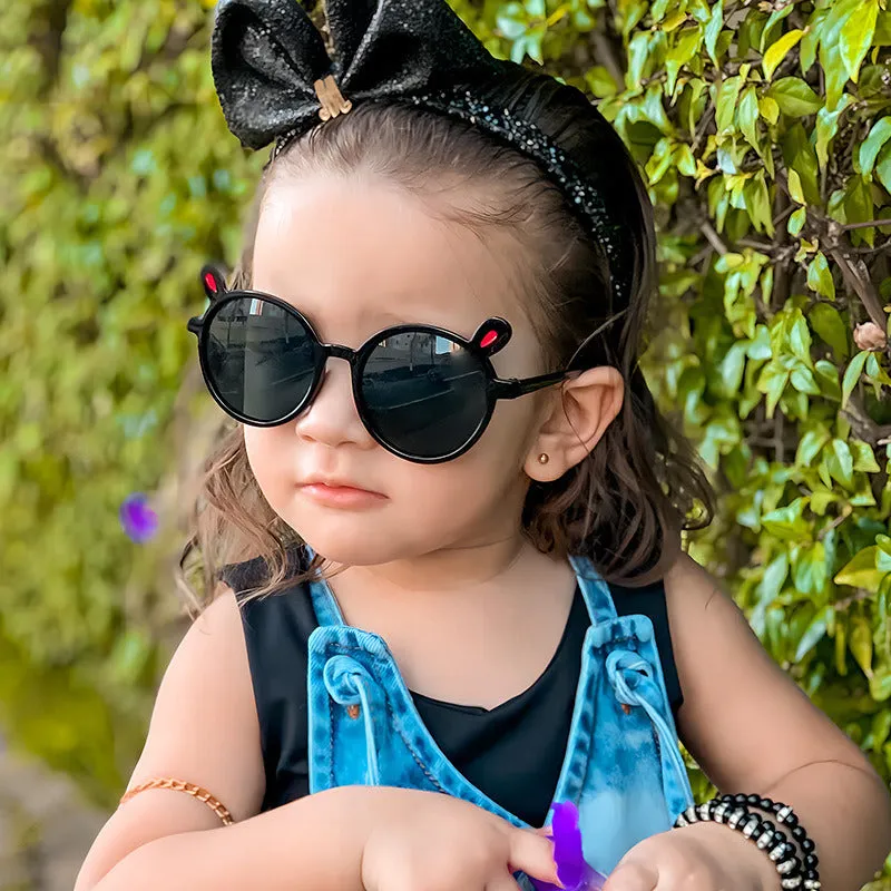 Babymoon Kids Bear Ears Shaped Summer Stylish Sunglasses | Goggles | For Girls & Boys | Black