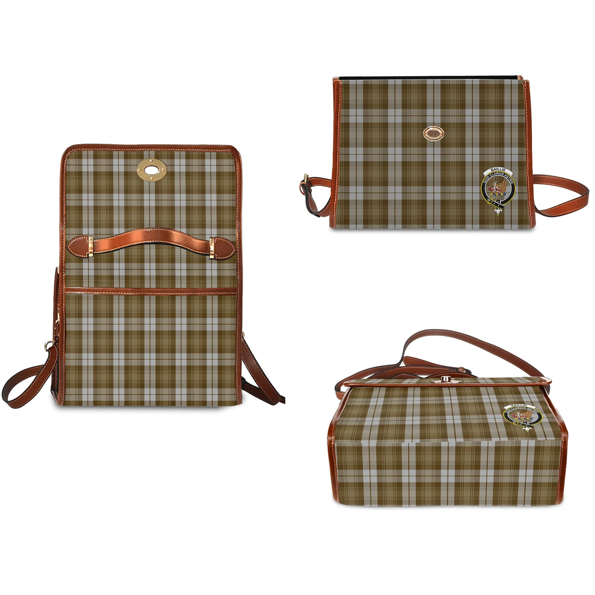 Baillie Dress Tartan Waterproof Canvas Bag with Family Crest