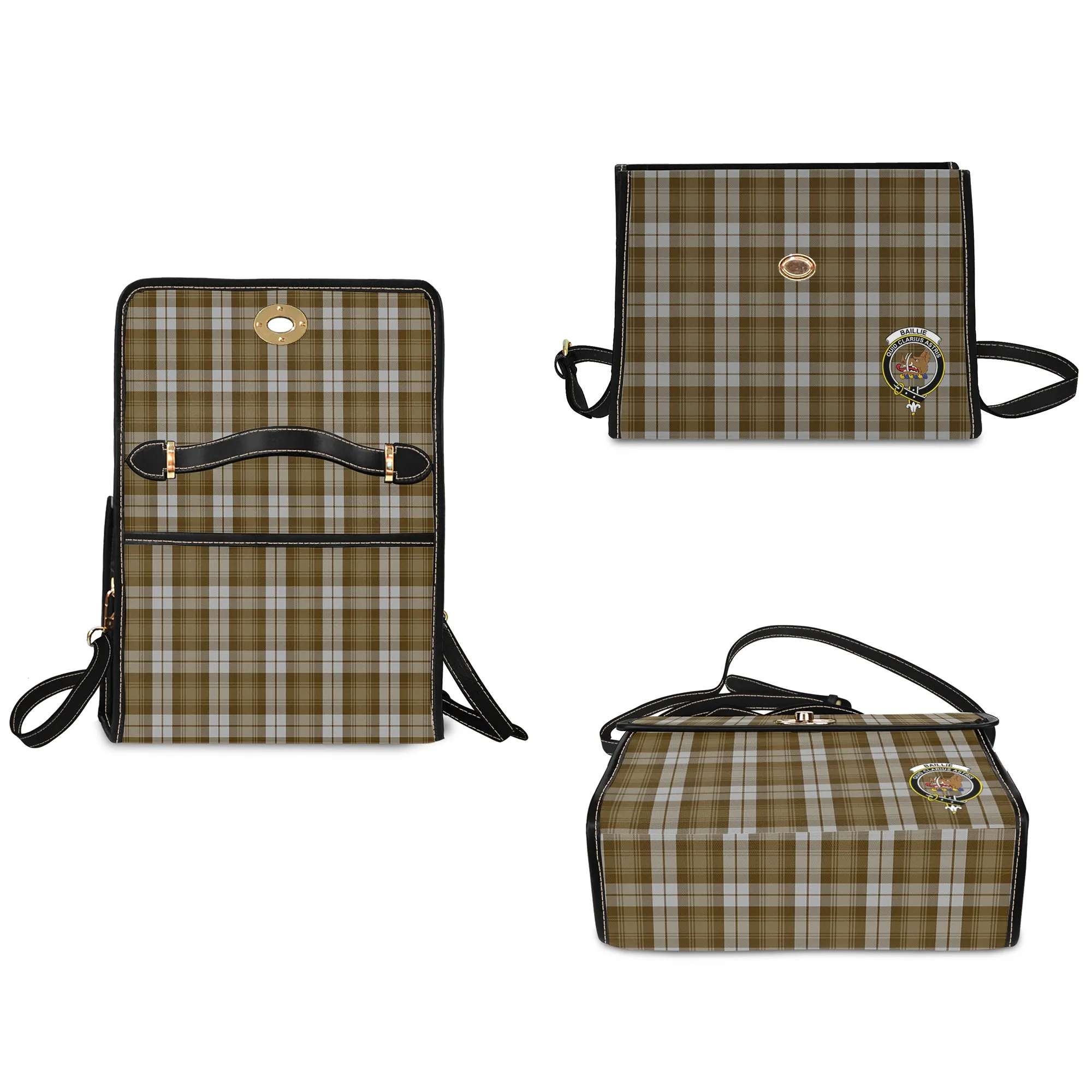 Baillie Dress Tartan Waterproof Canvas Bag with Family Crest