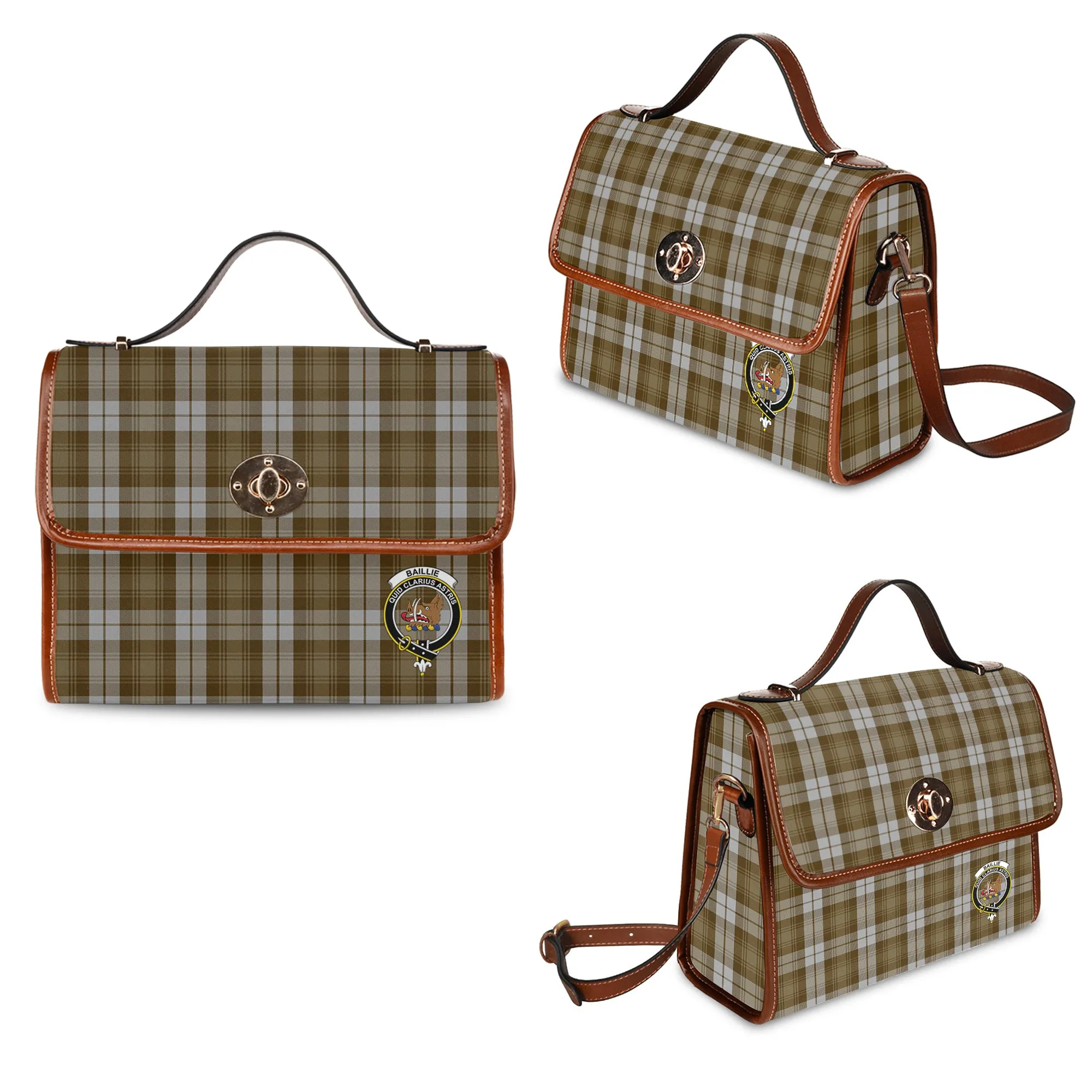 Baillie Dress Tartan Waterproof Canvas Bag with Family Crest