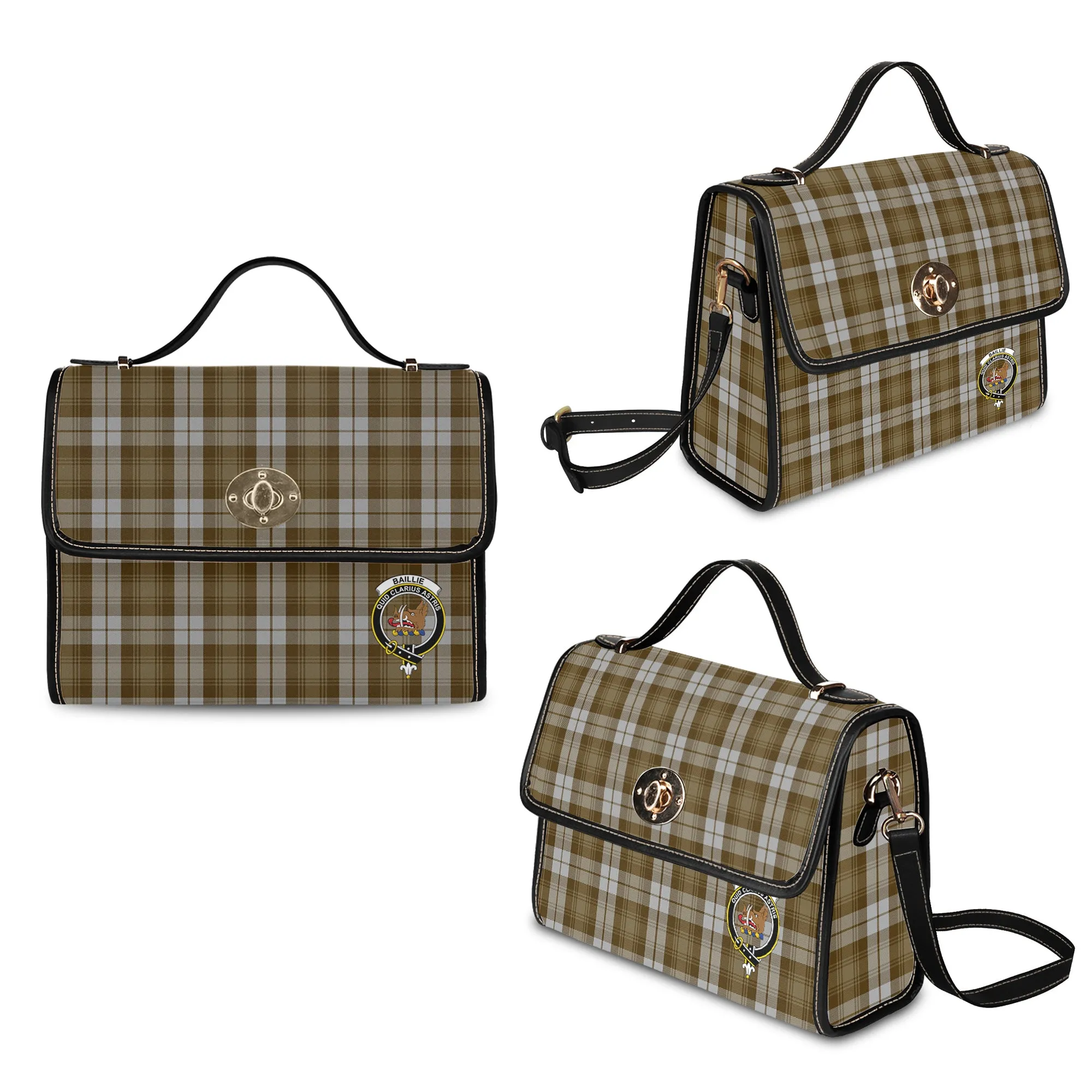 Baillie Dress Tartan Waterproof Canvas Bag with Family Crest