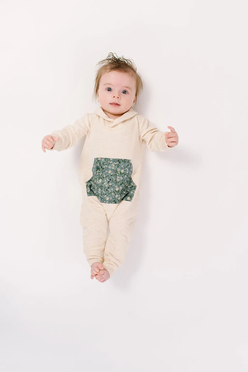 Bamboo Shawl Collar Romper in Flax Gardenia