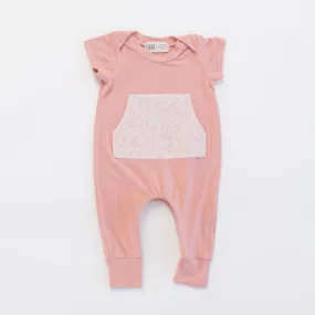 Bamboo Zipper Romper in Rose Garden