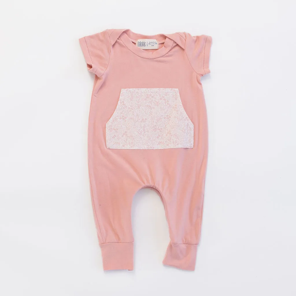 Bamboo Zipper Romper in Rose Garden