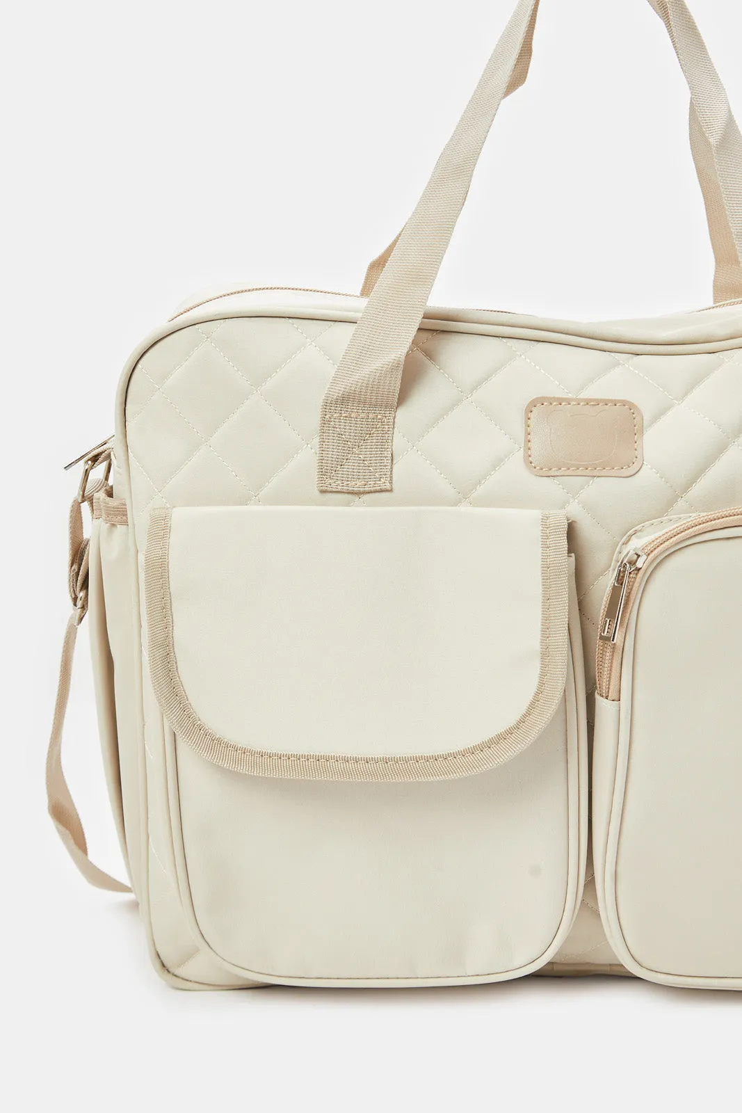 Beige Embellished Diaper Bag