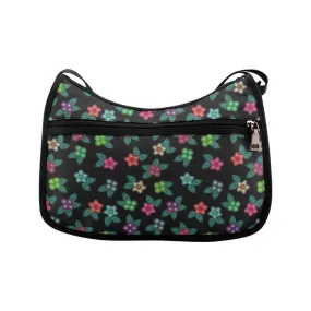 Berry Flowers Black Crossbody Bags