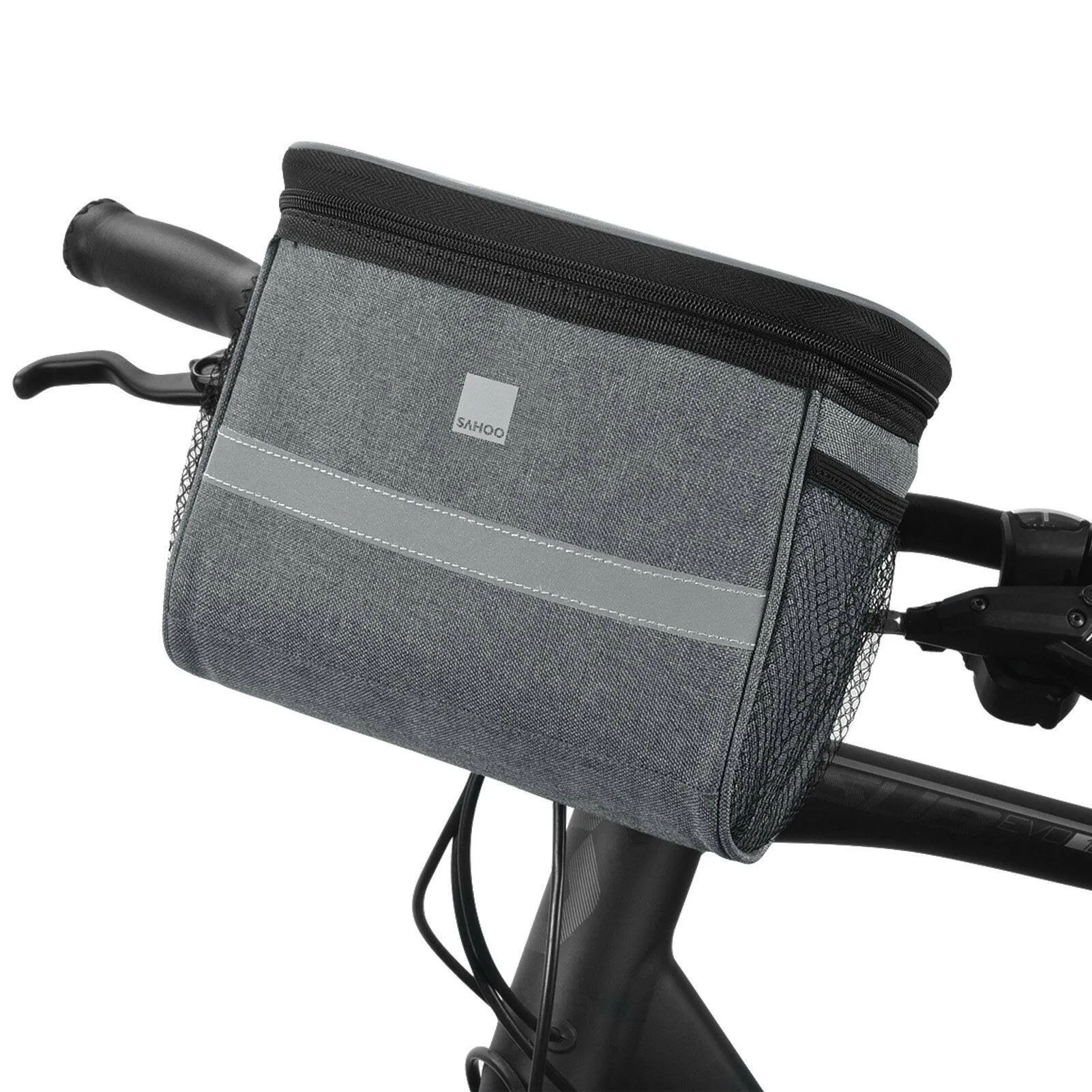 Bike Handlebar Bag Front Bicycle Basket with Mesh Pocket Cold & Warm Insulation Cycling Front Storage Bag Touchable Transparent Phone Pouch