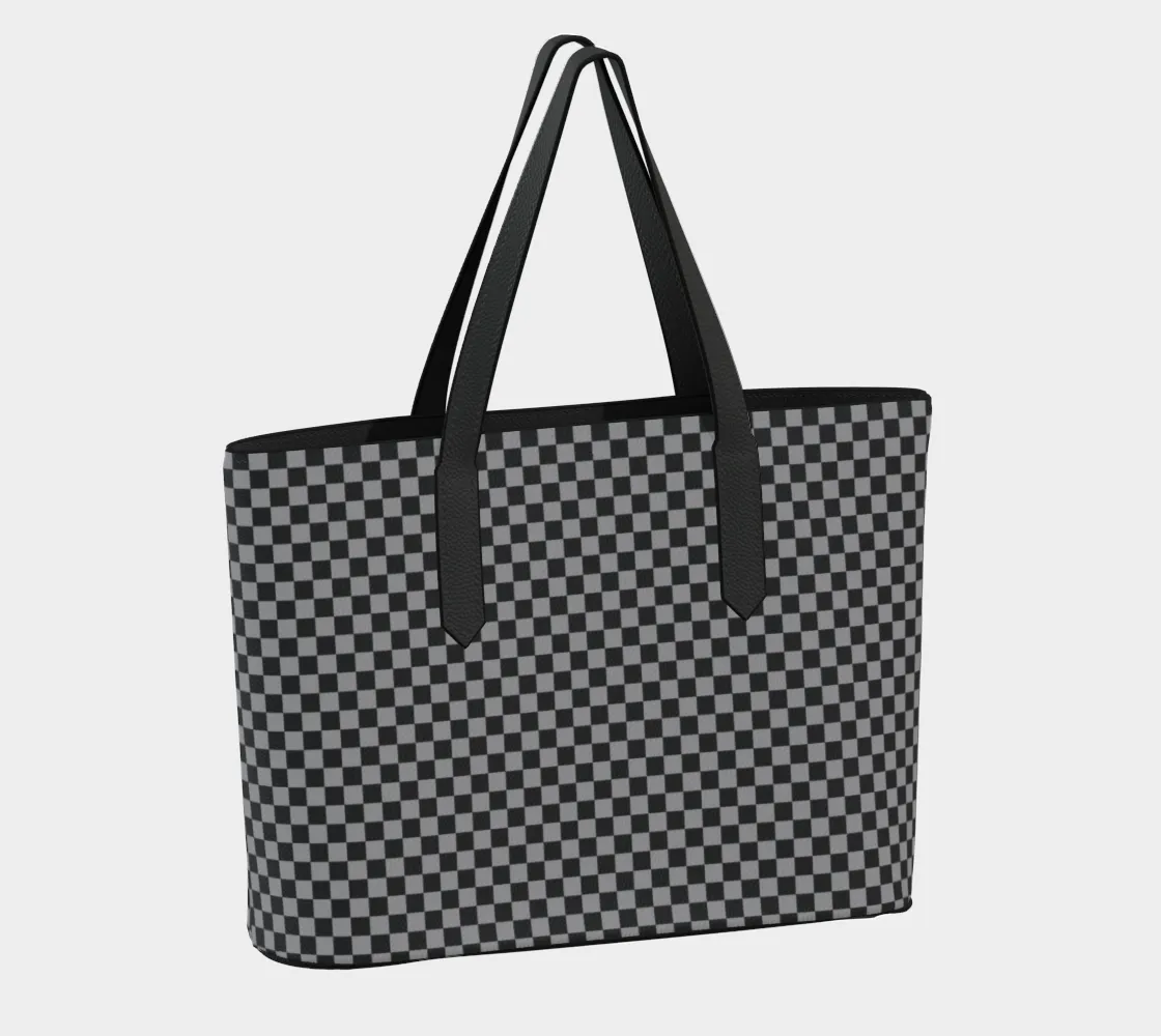 Black and Gray Vegan Leather Tote Bag