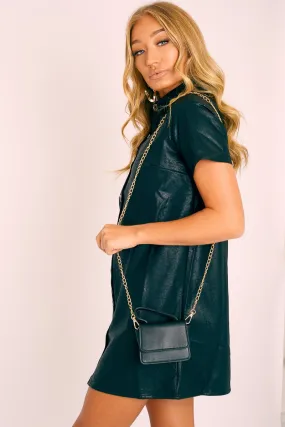 Black Faux Leather Top Handle Mini Bag - Emylia