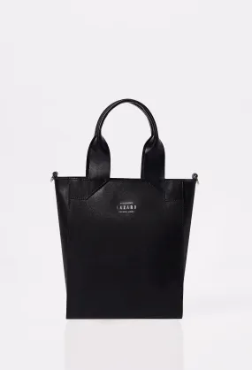 Black Leather Mini Tote Bag 'Lambro'