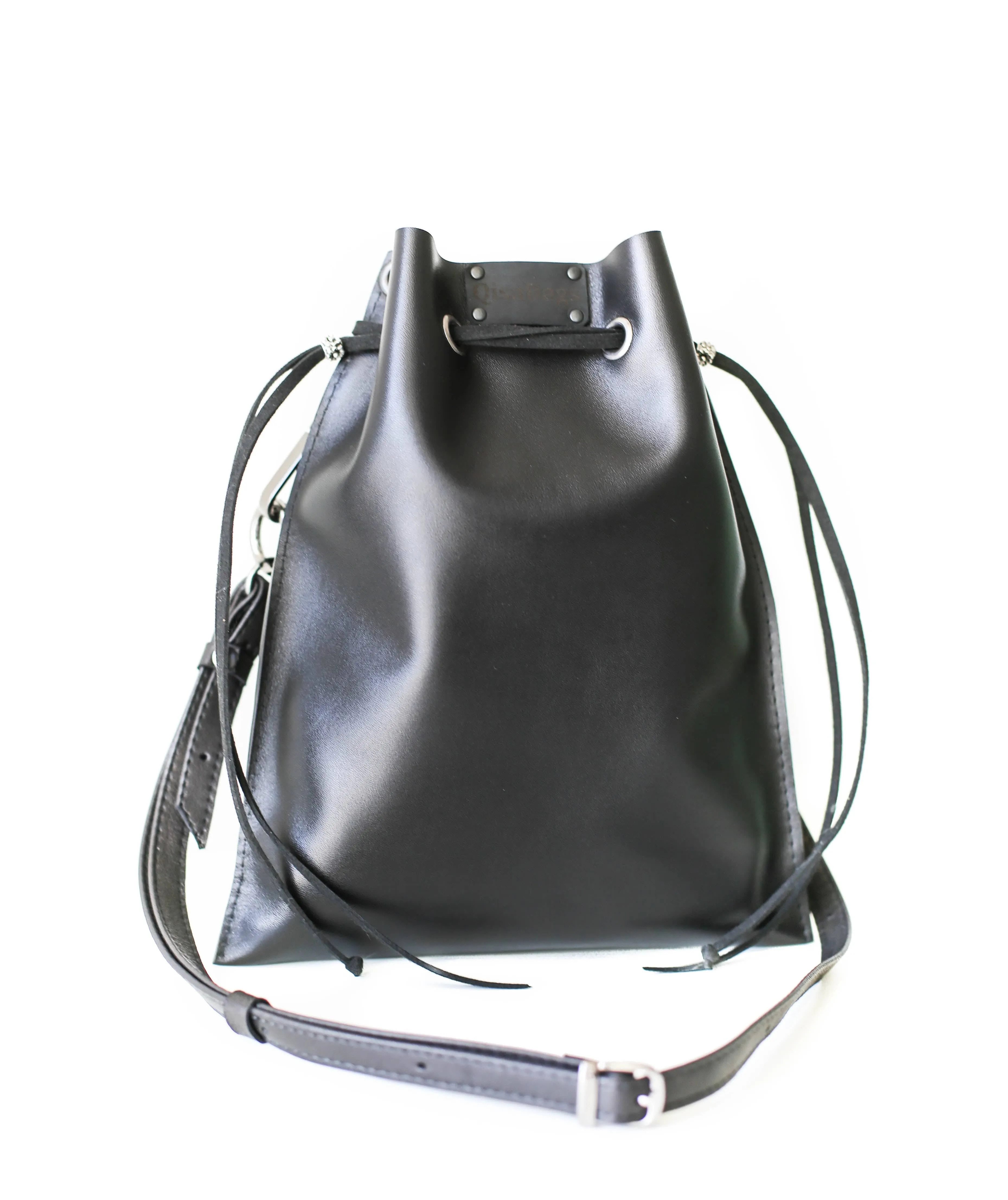 Black Leather Pouch Bag