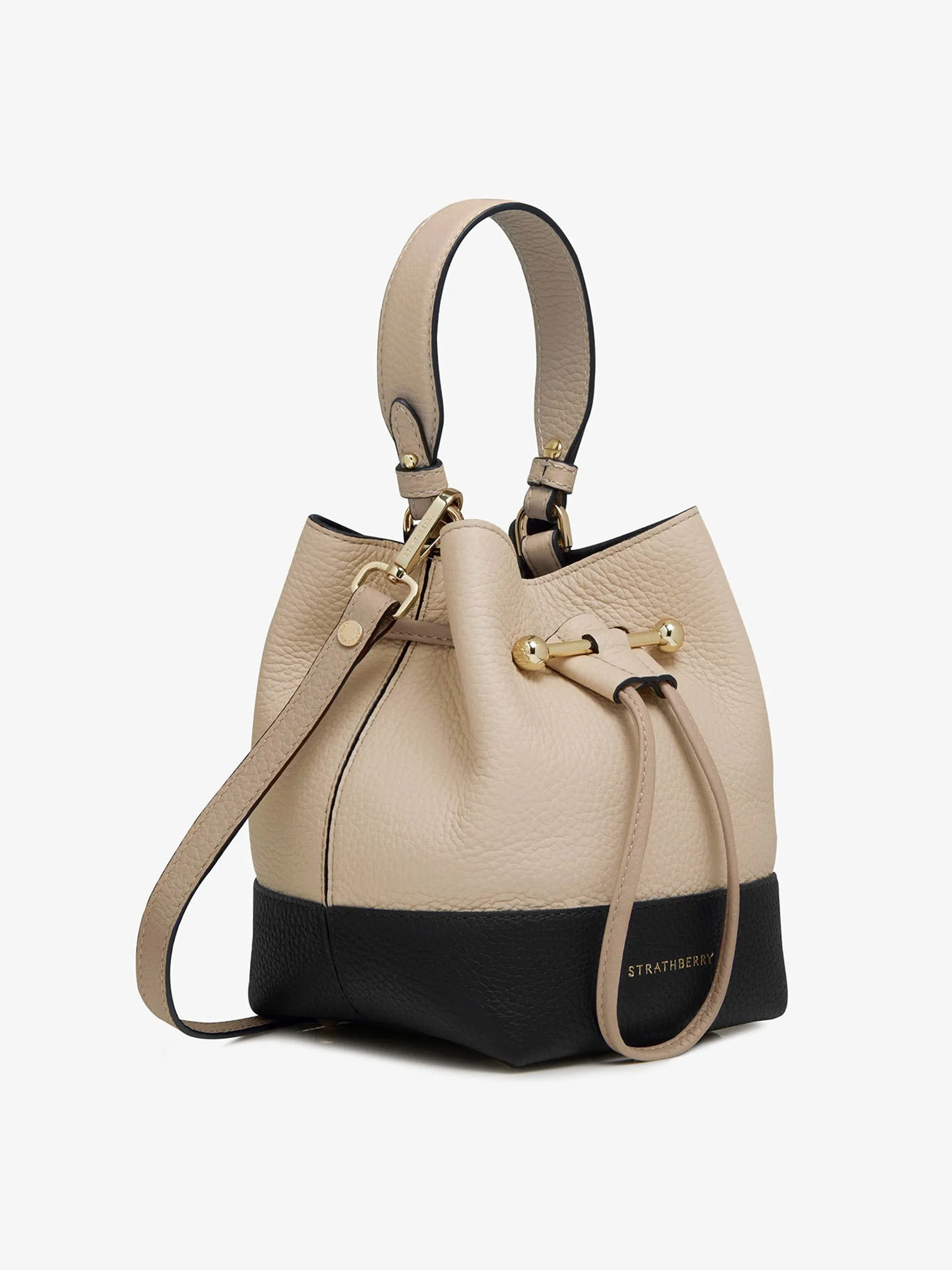 Black, oat and mushroom Osette bucket bag