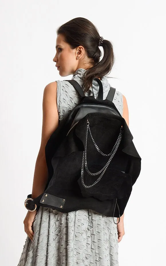 Black Suede Backpack