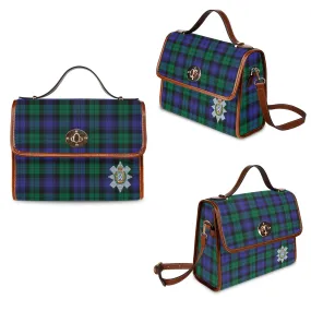 Black Watch Modern Tartan Waterproof Canvas Bag with Family Crest