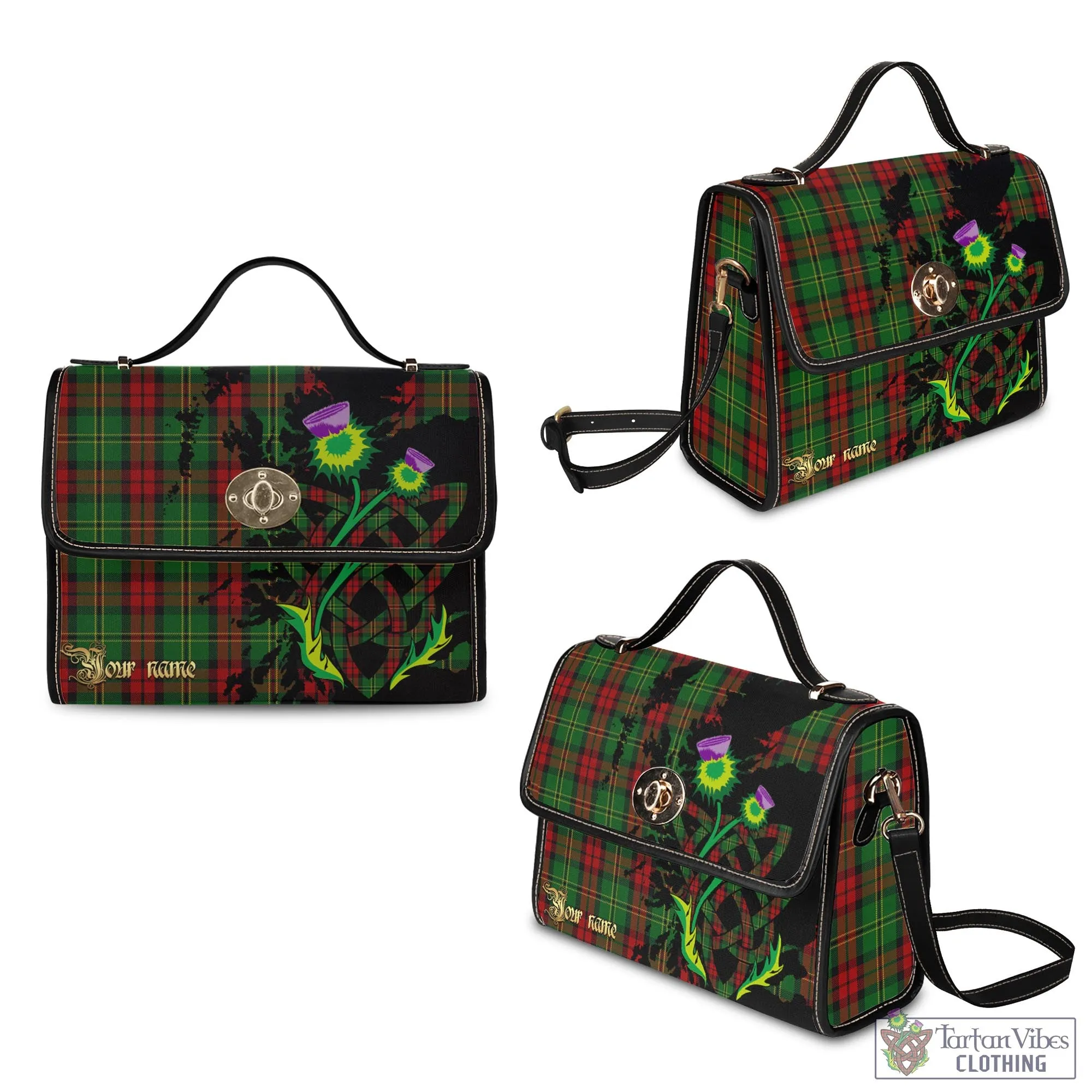 Blackstock Hunting Tartan Waterproof Canvas Bag with Scotland Map and Thistle Celtic Accents