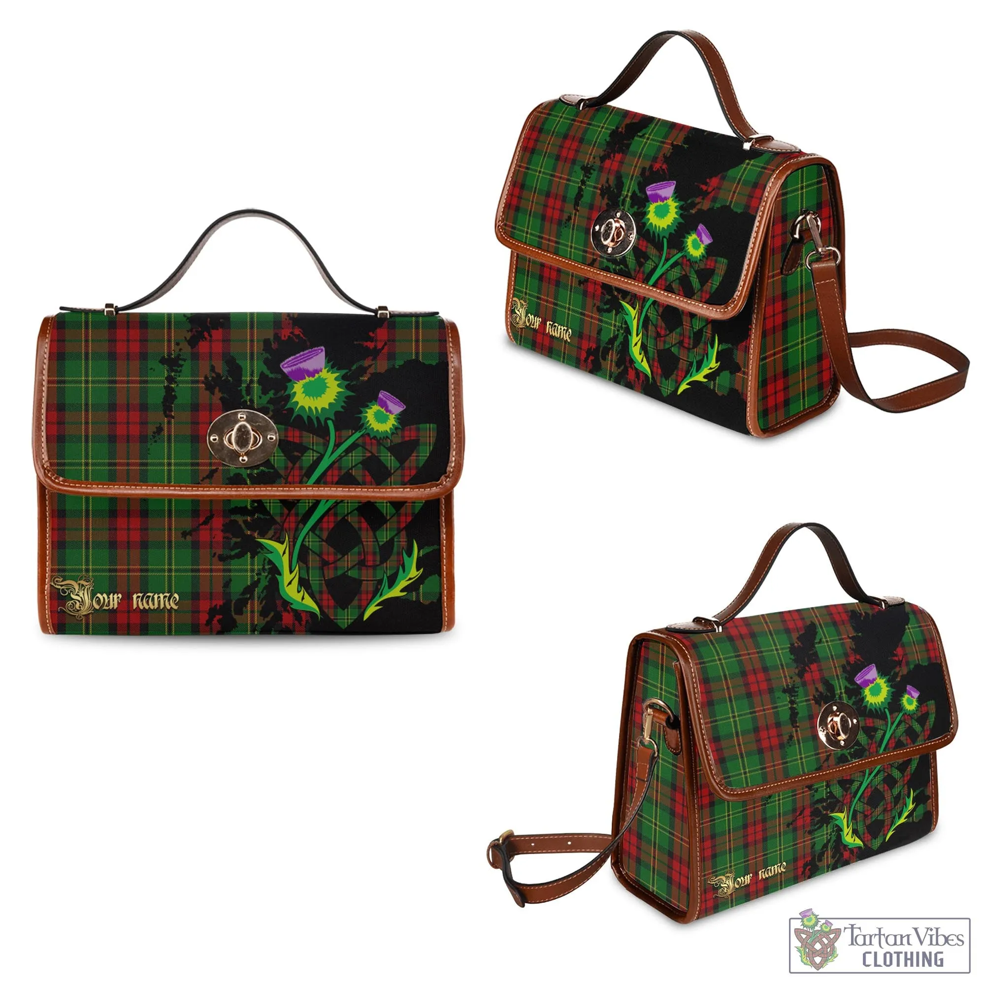 Blackstock Hunting Tartan Waterproof Canvas Bag with Scotland Map and Thistle Celtic Accents