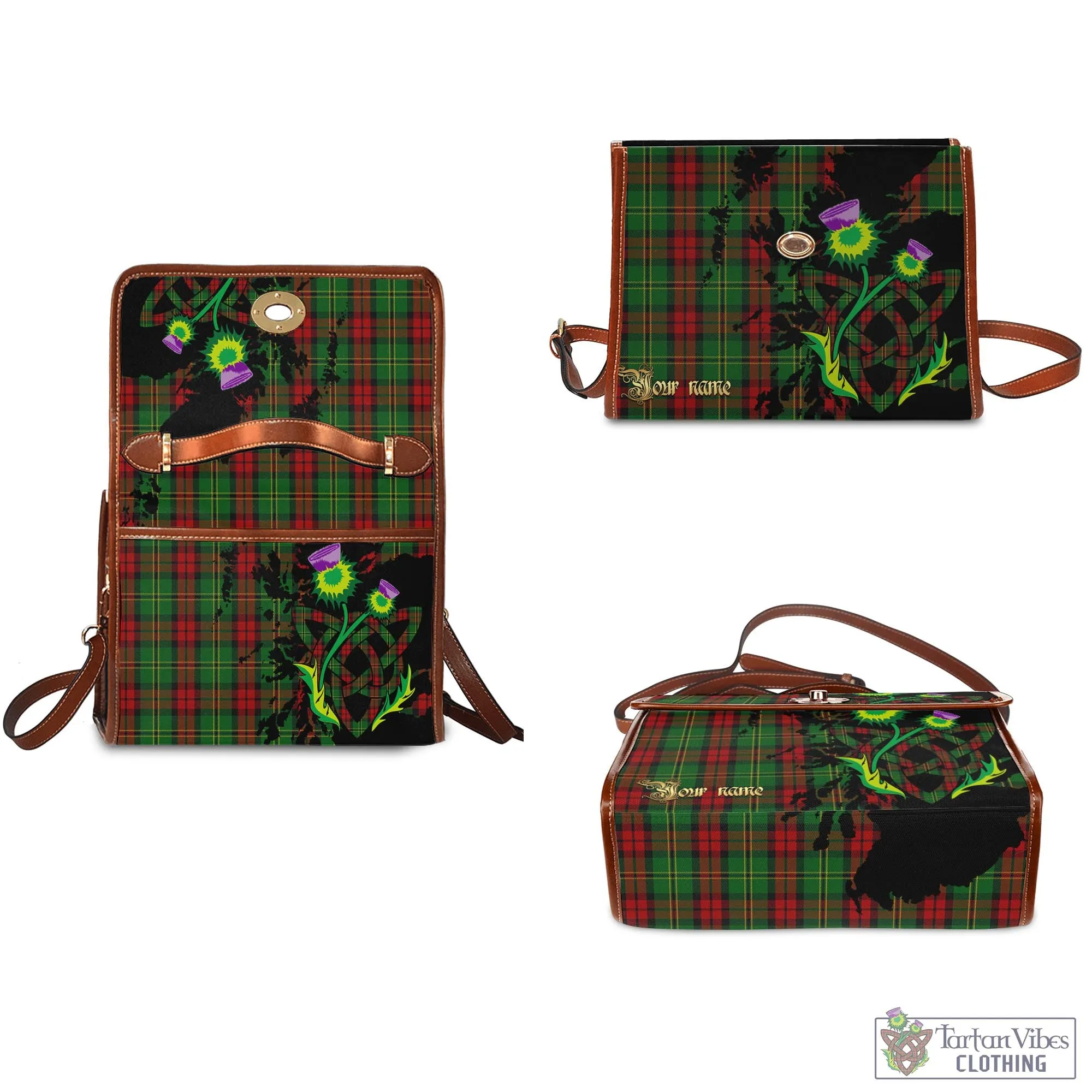 Blackstock Hunting Tartan Waterproof Canvas Bag with Scotland Map and Thistle Celtic Accents