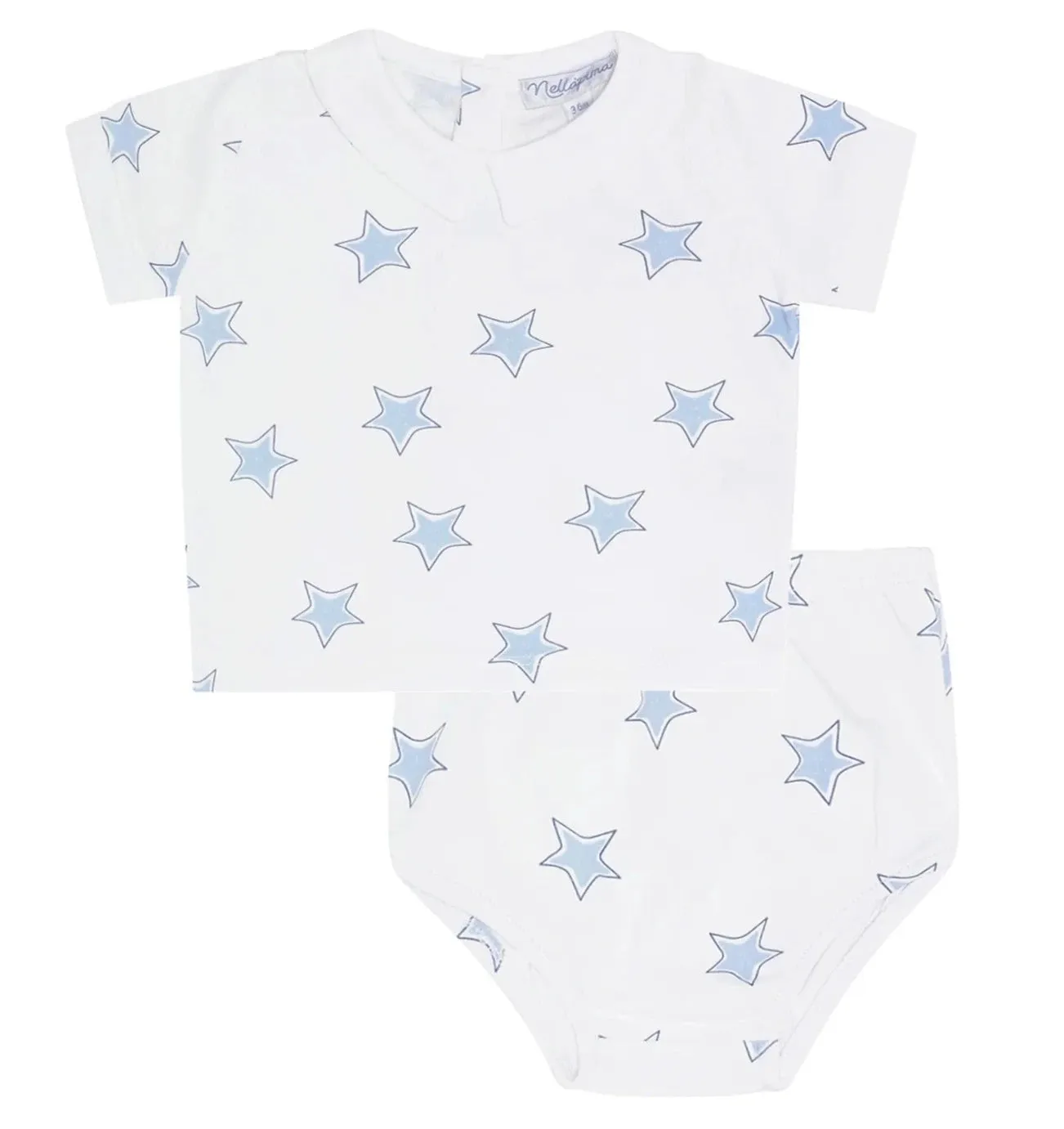 Blue Stars Print Diaper Cover Set