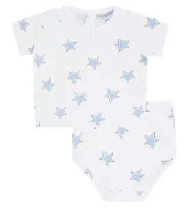 Blue Stars Print Diaper Cover Set