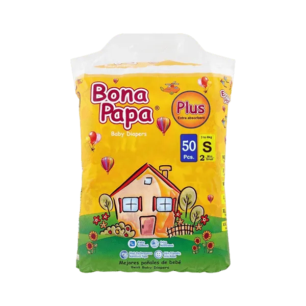 BONA PAPA PLUS BABY DIAPERS S-2 MINI SMALL 3-6 KG 50PCS